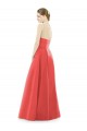 Cheap Sheer V-Neck Tulle Illusion Long Satin Bridesmaid Dress Canada