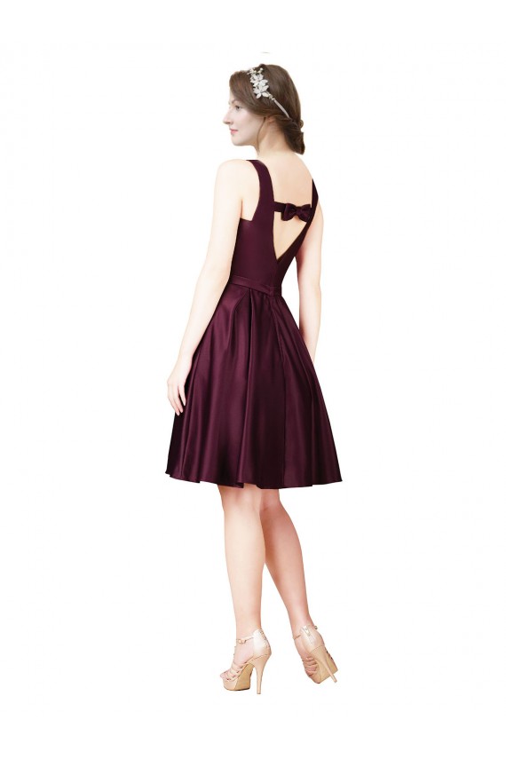 Cheap Classic Satin Bridesmaid Dress with V Back and Bow Detail Canada