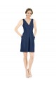 Cheap Deep V-Neck Short Knee Length Satin Bridesmaid Dress with Slimming Pleats Canada
