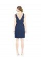 Cheap Deep V-Neck Short Knee Length Satin Bridesmaid Dress with Slimming Pleats Canada