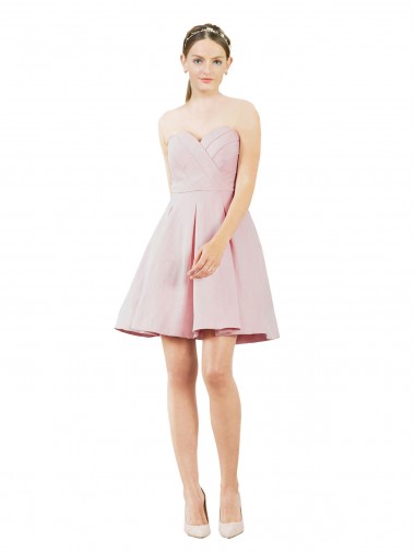 Cheap Short Knee Length Sweetheart Satin Bridesmaid Dress Canada