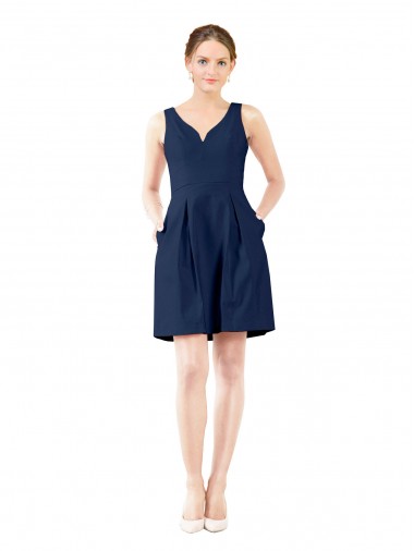 Cheap V-Neck A-Line Satin Bridesmaid Dress with Pockets Canada