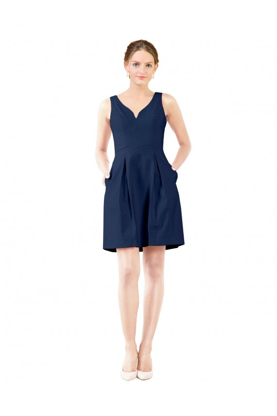 Cheap V-Neck A-Line Satin Bridesmaid Dress with Pockets Canada