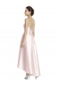 Cheap Long High-Low Halter Satin Bridesmaid Dress with Criss-Cross Back Canada