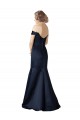 Cheap Fit and Flare Satin Bridesmaid Dress with Off the Shoulder Neckline Canada