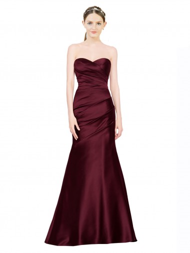 Cheap Mermaid Sweetheart Soft Satin Bridesmaid Dress with Pleats Canada