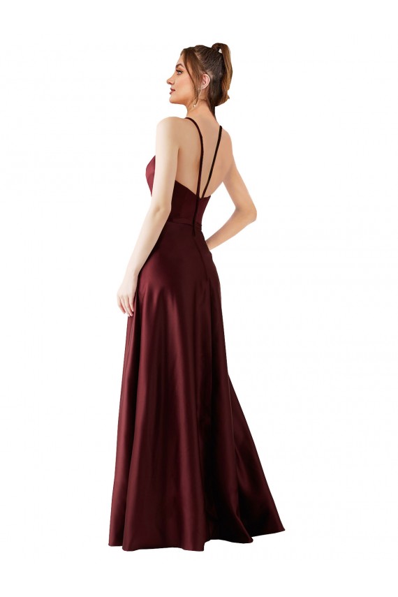 Cheap Sleek Satin Bridesmaids Dress with Pockets Canada