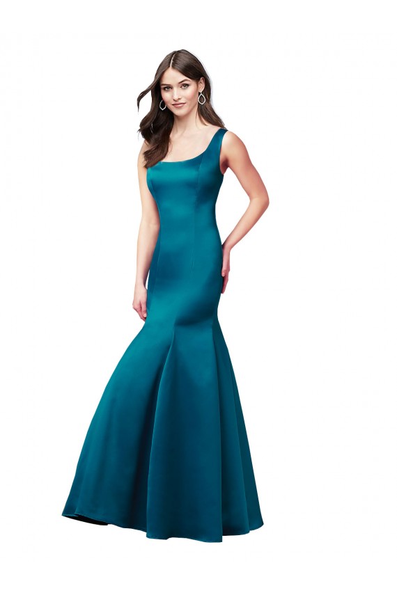 Cheap Long Sleek Satin Bridesmaid Dress with U-Back Canada