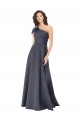 Cheap Rouched One Shoulder Floor Length Satin Bridesmaid Dress with Bow Canada