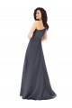 Cheap Rouched One Shoulder Floor Length Satin Bridesmaid Dress with Bow Canada