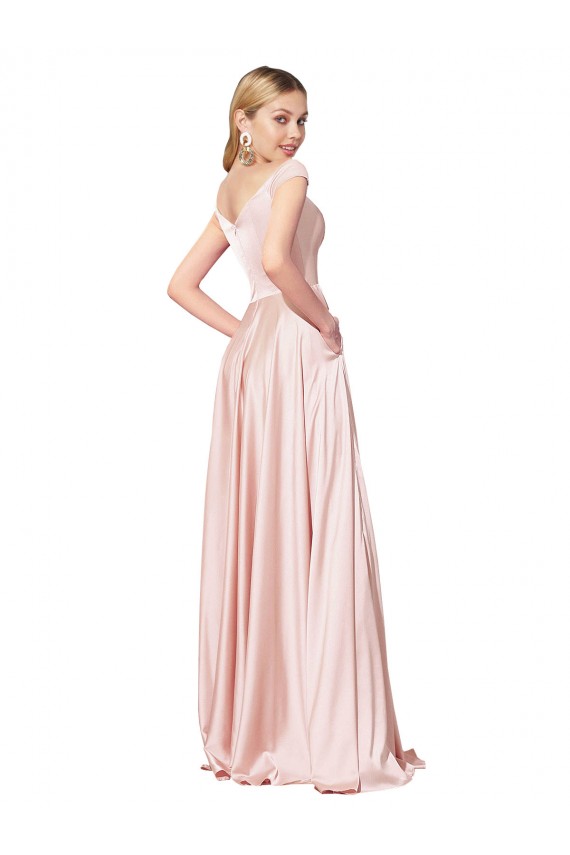 Cheap A-Line Off the Shoulder Sweetheart Luxe Satin Bridesmaid Dress Canada