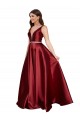Cheap Sleeveless Deep V-Neck A-Line Satin Bridesmaid Dress with Pockets Canada