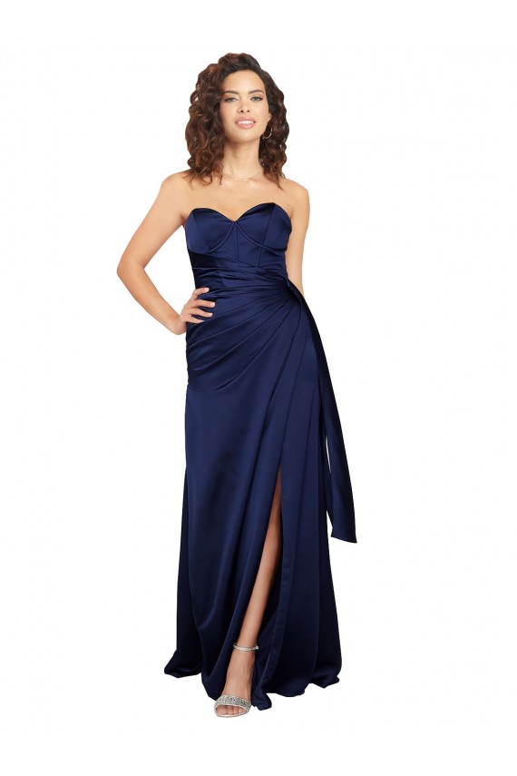 Cheap Floor Length Wrap Skirt Silky Satin Bridesmaid Dress Canada