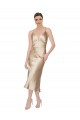 Cheap Empire Waist Midi Silky Satin Bridesmaid Dress Canada