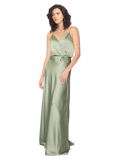 Cheap Silky Satin Bridesmaid Dress with Tied Waist Canada
