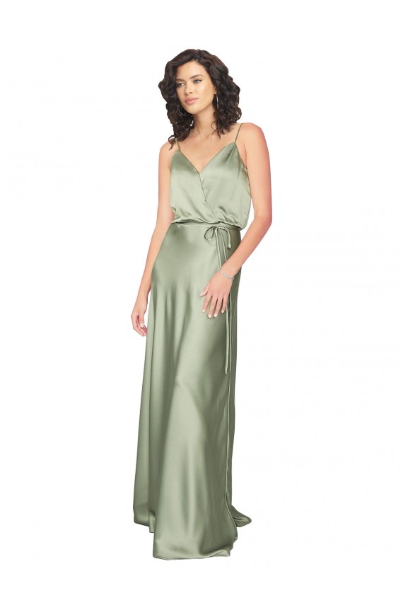 Cheap Silky Satin Bridesmaid Dress with Tied Waist Canada