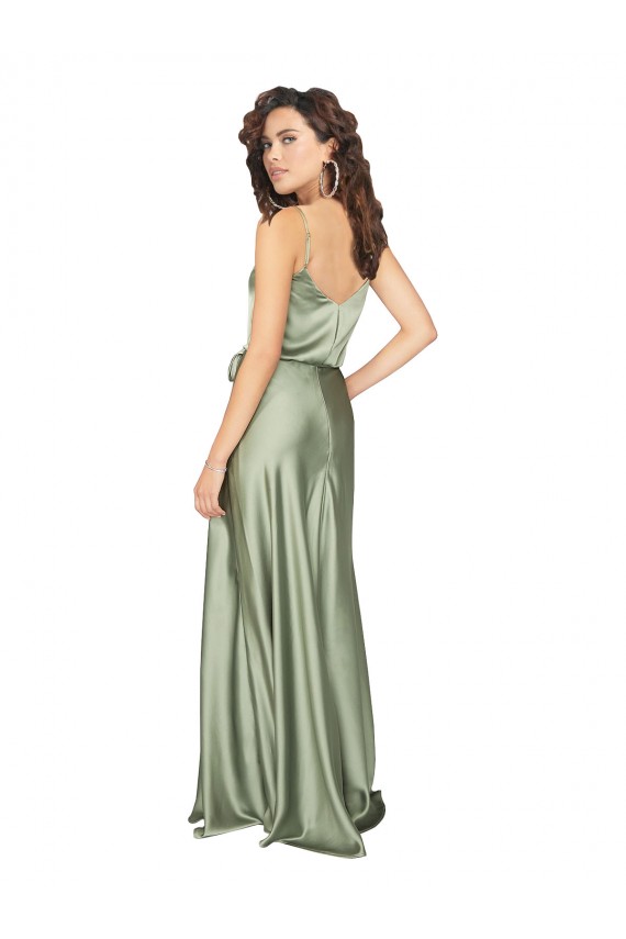Cheap Silky Satin Bridesmaid Dress with Tied Waist Canada