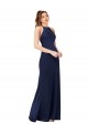 Cheap High Neck Satin Bridesmaid Dress with Strappy Back Canada