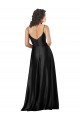 Cheap Full Length V-Neckline Silky Satin Bridesmaid Dress with Full Skirt Canada