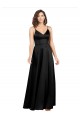 Cheap Silky Satin Floor-Length Long Bridesmaid Dress with V-Neckline Canada