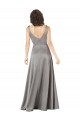 Cheap Plunging V-Neckline Long A-Line Silky Satin Bridesmaid Dress Canada