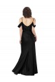 Cheap Off the Shoulder Sleeves Silky Satin Bridesmaid Dress with Skirt Slit Canada
