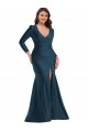 Cheap Long Sleeves Draped Wrap Silky Satin Mermaid Bridesmaid Dress with Front Slit Canada