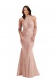 Cheap Criss Cross Halter Open Back Silky Satin Mermaid Bridesmaid Dress Canada