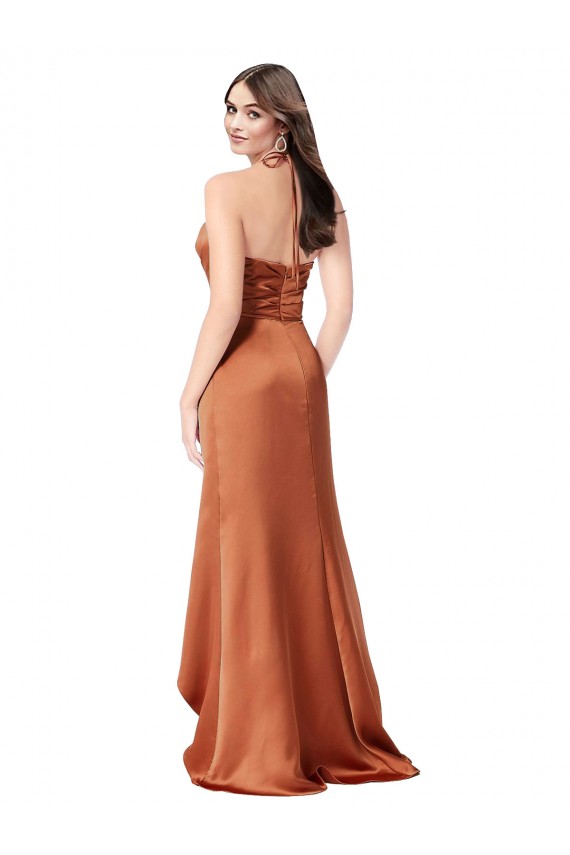 Cheap Faux-Wrap Skirt Silky Satin Bridesmaid Dress Canada
