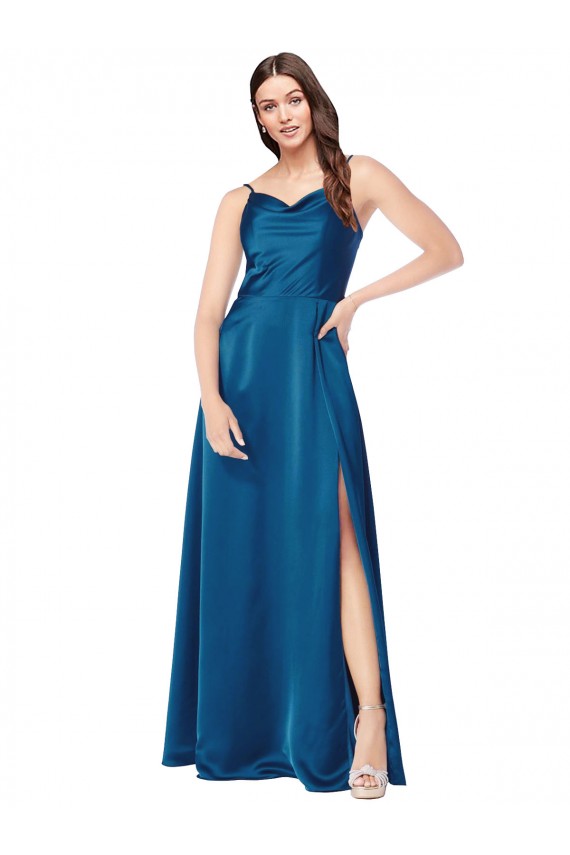 Cheap Cowl Neck Salky Satin Bridesmaid Dress Canada