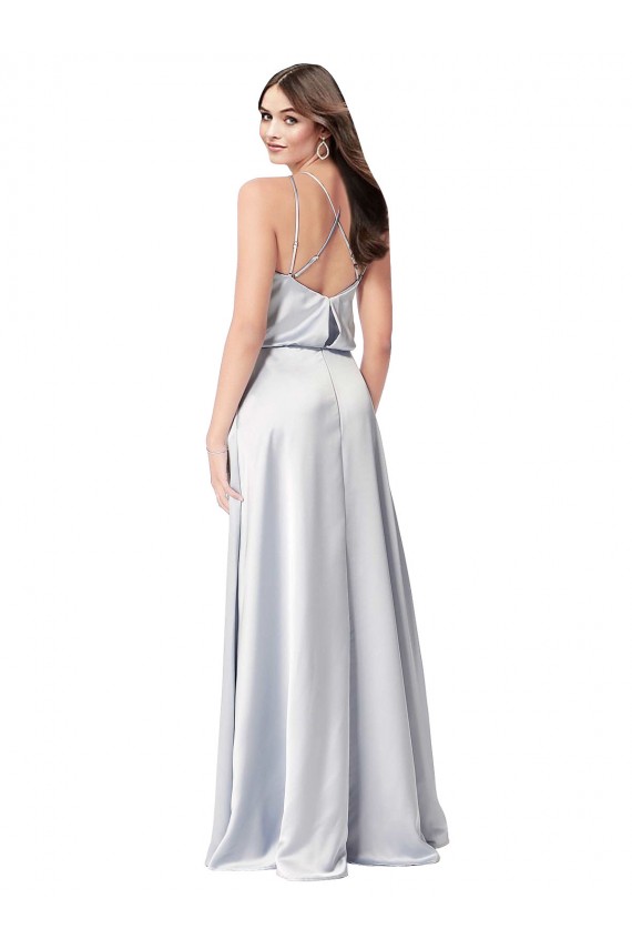 Cheap Halter Neck Silky Satin Bridesmaid Dress with Strappy Back Canada