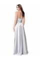 Cheap Halter Neck Silky Satin Bridesmaid Dress with Strappy Back Canada