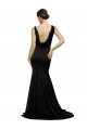 Cheap V-Neck Full Length Silky Satin Bridesmaid Dress with Soft Cowl Neck and Sweep Train Canada