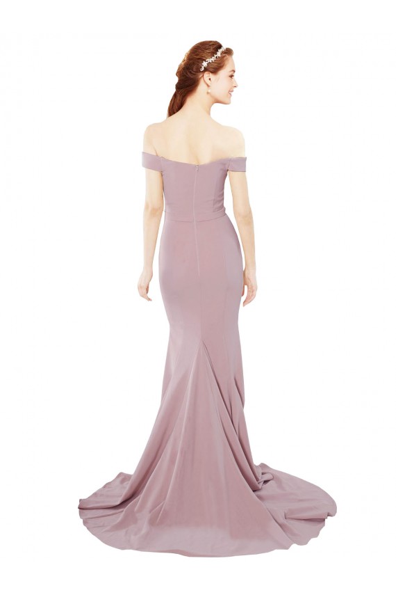 Cheap Off the Shoulder Mermaid Long Sweep Train Bridesmaid Dress Canada