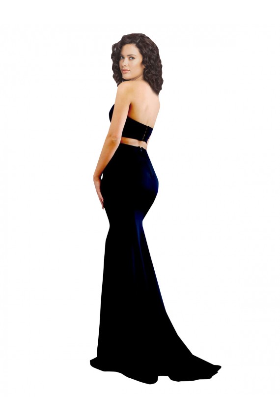 Cheap Two Piece High Neck Crepe Bridesmaid Dress Canada