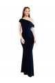 Cheap Draped Off the Shoulder Fitted Crepe Bridesmaid Dress Canada
