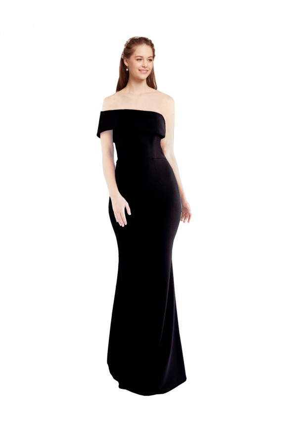 Cheap Asymmetrical Draped Off the Shoulder Banded Crepe Bridesmaid Dress Canada