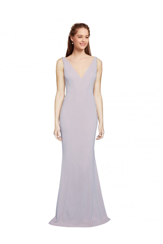 Cheap Cut-Out Back V-Neckline Mermaid Crepe Bridesmaid Dress Keyhole Back Canada