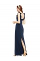 Cheap Scoop Neck with Ruffles Long Crepe Bridesmaid Dress with Back Slit Canada