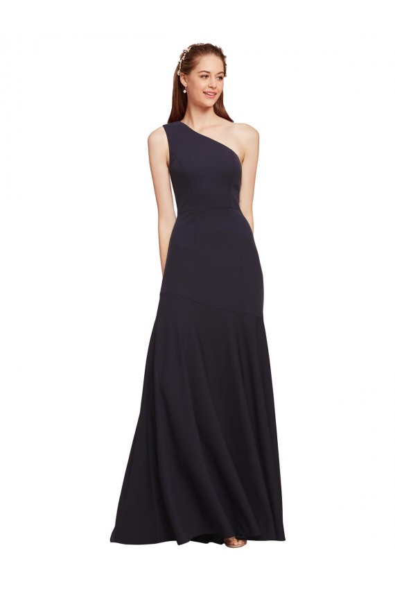 Cheap Fit and Flare Crepe Bridesmaid Dress with One Shoulder Canada