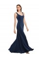 Cheap Fit and Flare Long Crepe Bridesmaid Dress with Round Neck Canada