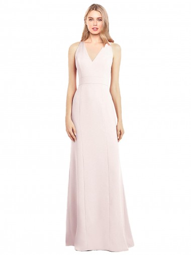 Cheap V-Neck Keyhole Back Crepe Trumpet Bridesmaid Dress Canada
