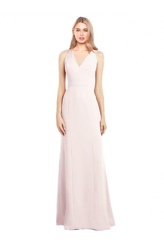 Cheap V-Neck Keyhole Back Crepe Trumpet Bridesmaid Dress Canada