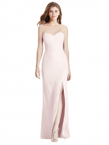 Cheap Strapless Crepe Trumpet Bridesmaid Dress with Front Slit Canada