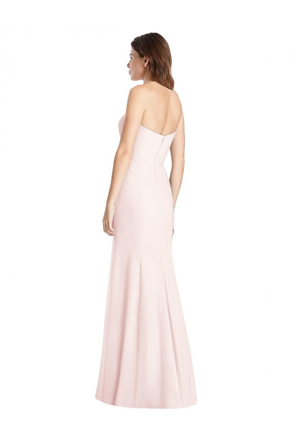Cheap Strapless Crepe Trumpet Bridesmaid Dress with Front Slit Canada