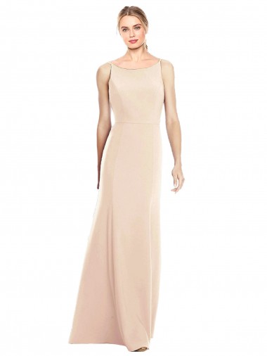 Cheap V-Spaghetti Strap Open Back Bateau Neck Trumpet Bridesmaid Dress Canada
