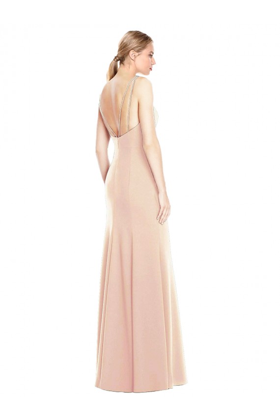 Cheap V-Spaghetti Strap Open Back Bateau Neck Trumpet Bridesmaid Dress Canada