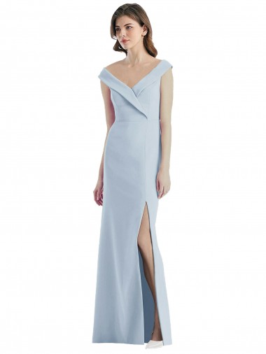 Cheap Romantic Off the Shoulder Long Maxi Bridesmaid Dress with Side Slit Canada