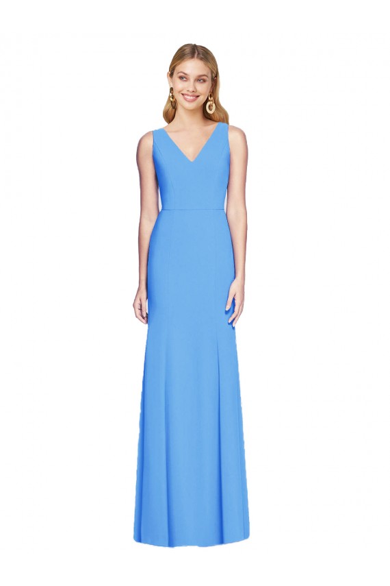Cheap Flattering Trumpet Long Sleeveless Bridesmaid Dress with Open Back Canada