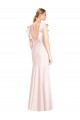 Cheap Ruffle Cap Sleeves Open Back Trumpet Bridesmaid Dress Canada